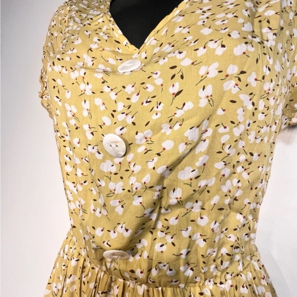 NWT! Sucrefas Yellow Floral Flower Dress Summer Dress Size Small S. Loose Fit - Picture 4 of 12